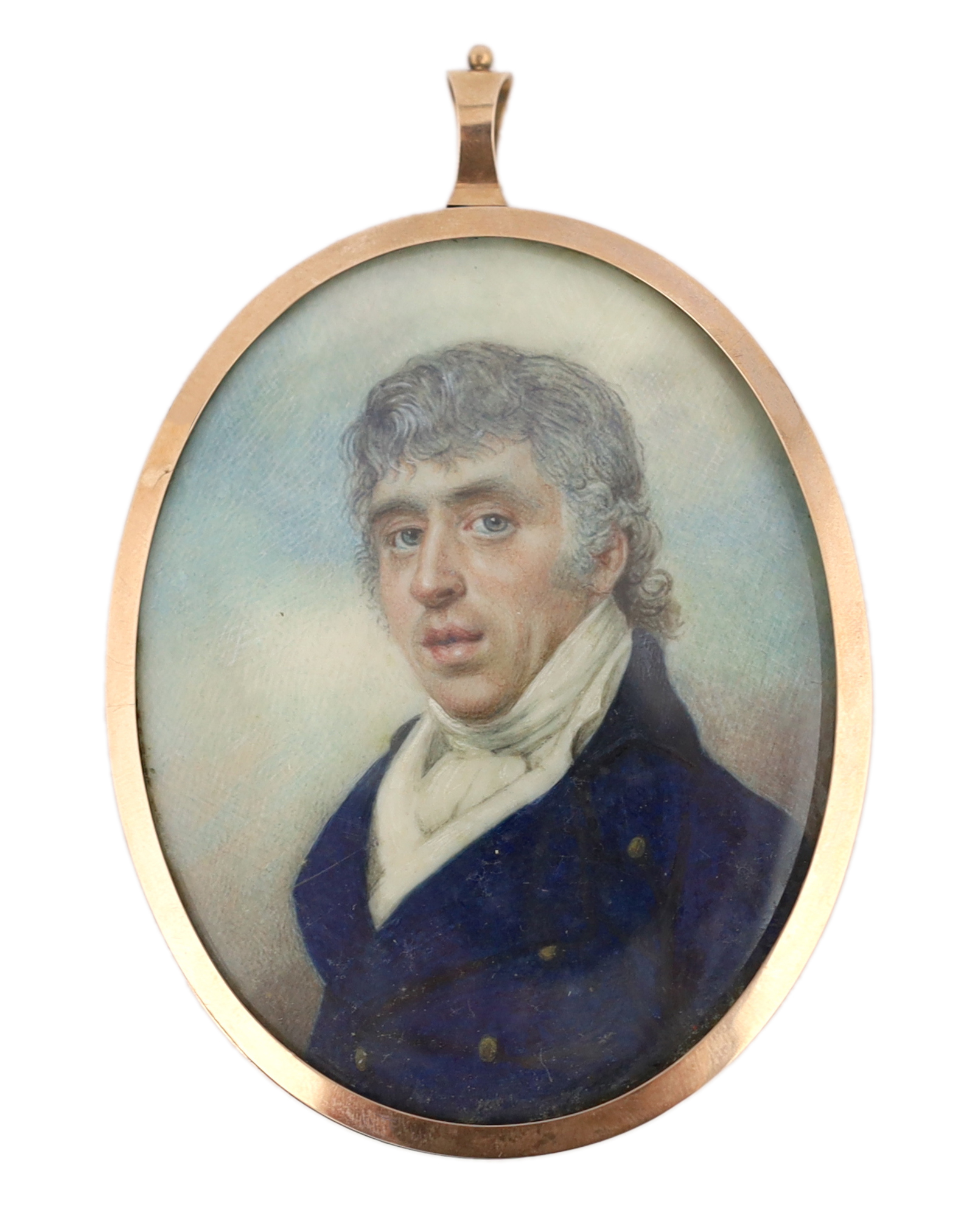 Attributed to William Wood (English, 1769-1810), Portrait miniature of a gentleman, watercolour on ivory, 7.1 x 5.6cm. CITES Submission reference WDQ3333E